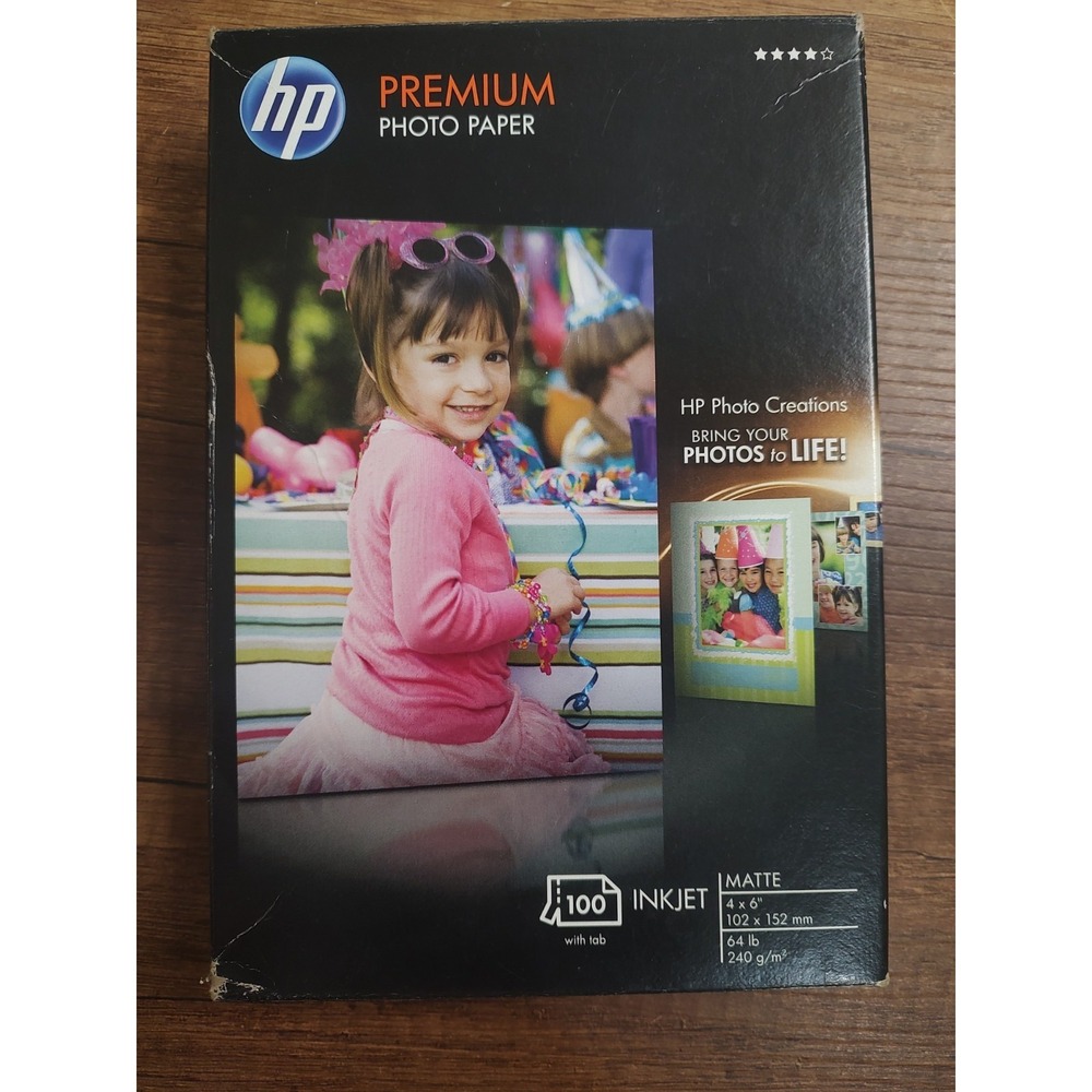 HP Premium Photo Paper Matte Finish 4x6 74 count w/ Tab INKJET Printers Q6563A